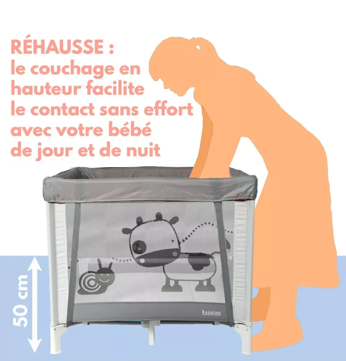 Parc/berceau bébé pliant 90 x 90cm avec Rehausse
