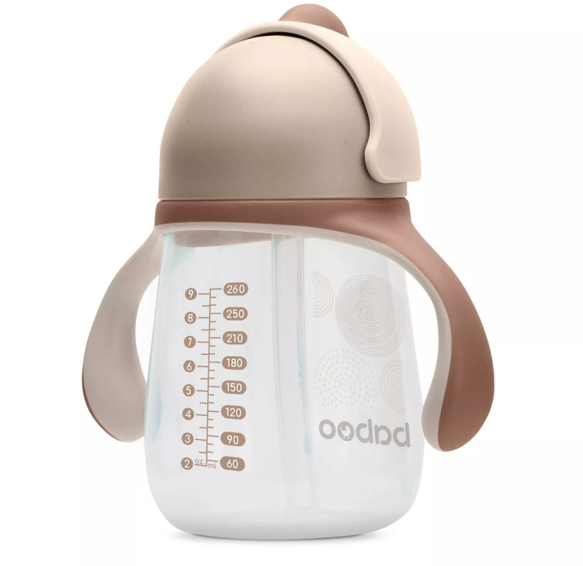 Tasse BABOO® avec paille en silicone, 260 ml, Au Naturale, cacao, 9 mois et + BB Cigogne