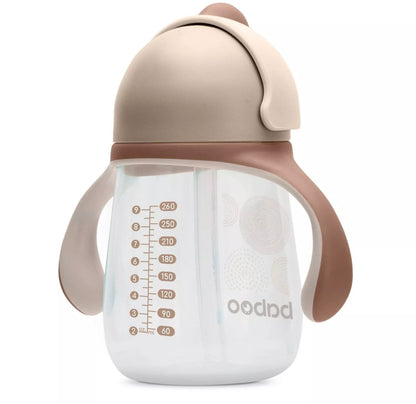 Tasse BABOO® avec paille en silicone, 260 ml, Au Naturale, cacao, 9 mois et + BB Cigogne
