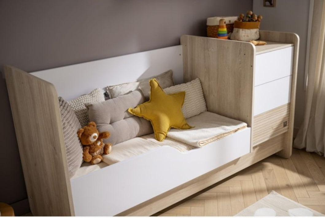 Lit combiné 140x70 évolutif en 90x190 avec commode à langer 3 tiroirs - PALOMA Sauthon