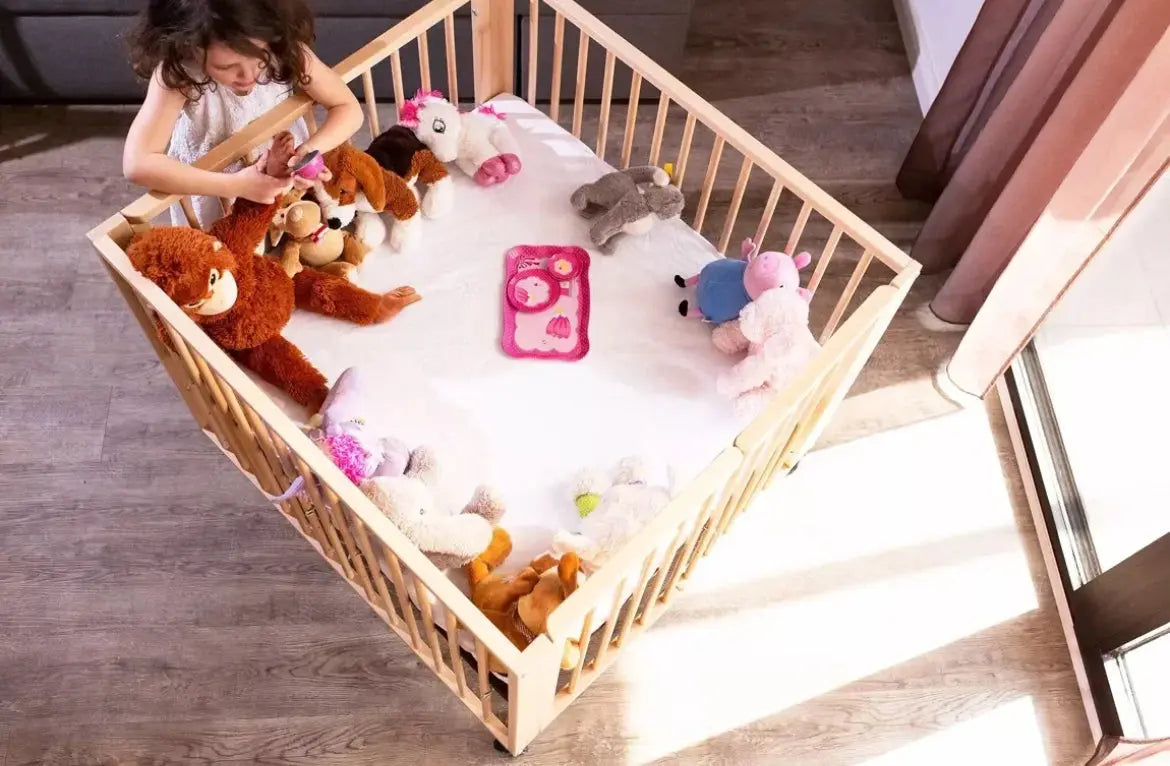 Parc bébé Pliant - Bois Hêtre Tissi