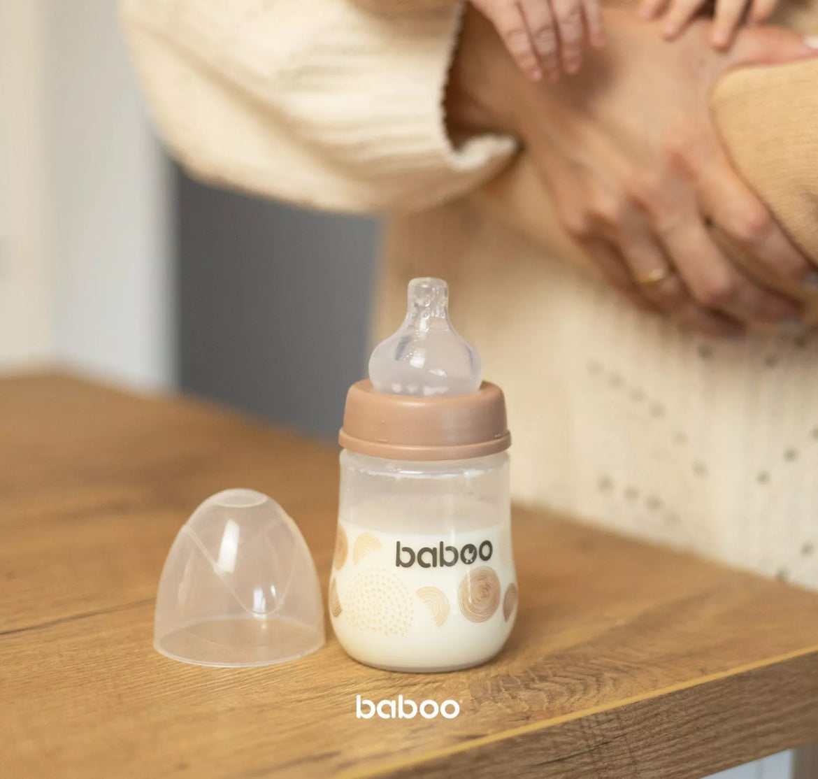 Biberon anti-colique 180 ml (0+ mois) Pêche - BABOO BB Cigogne