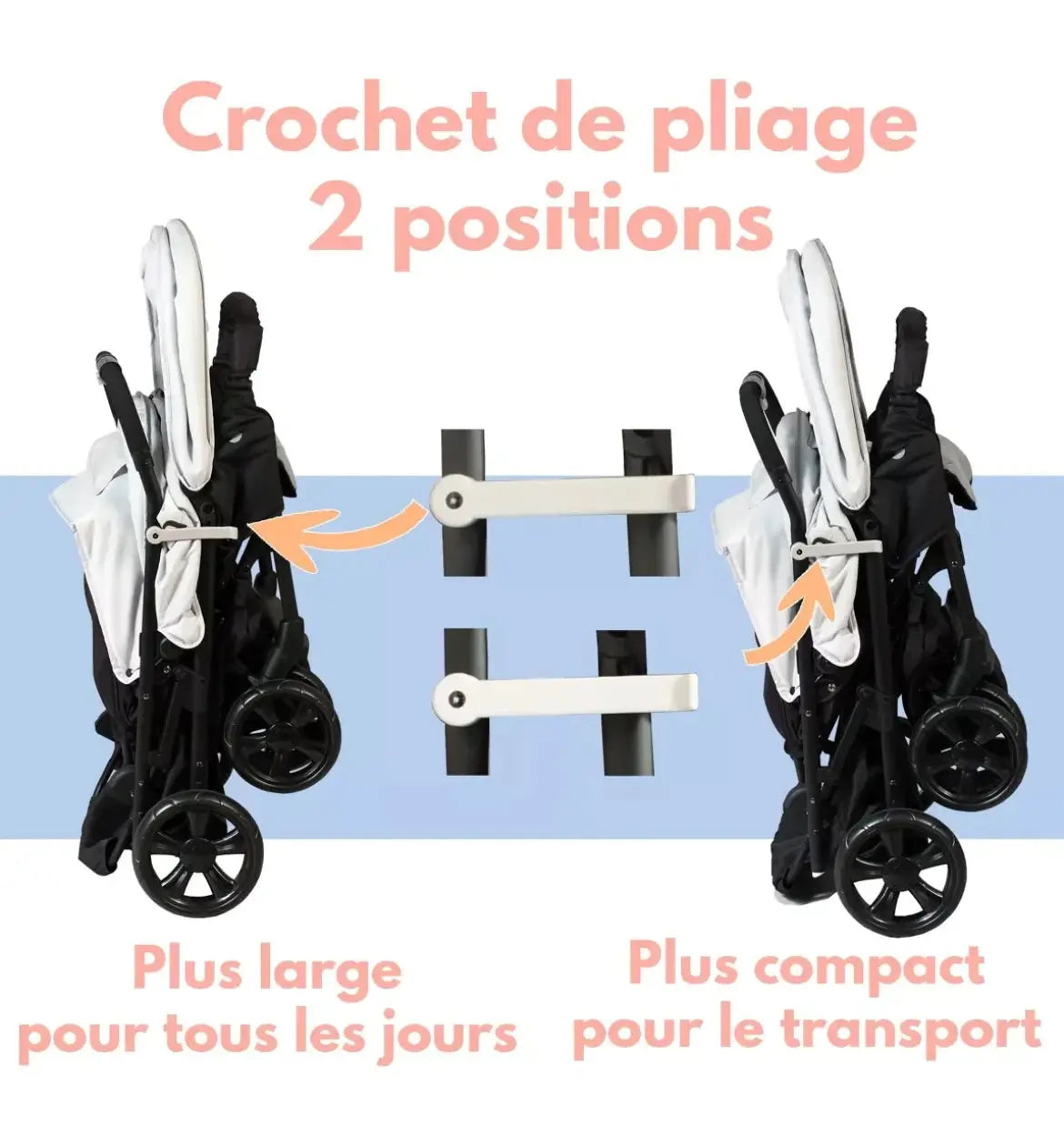 Poussette Double - Gris clair (Habillage Pluie Inclus) Looping