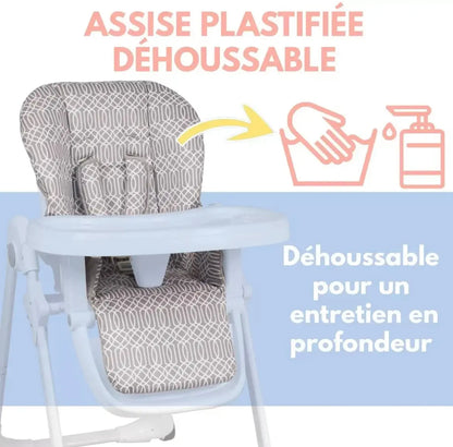 Chaise Haute - Grise à Motif Looping