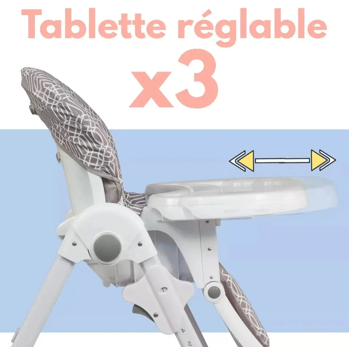 Chaise Haute - Grise à Motif Looping