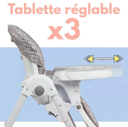 Chaise Haute - Grise à Motif Looping