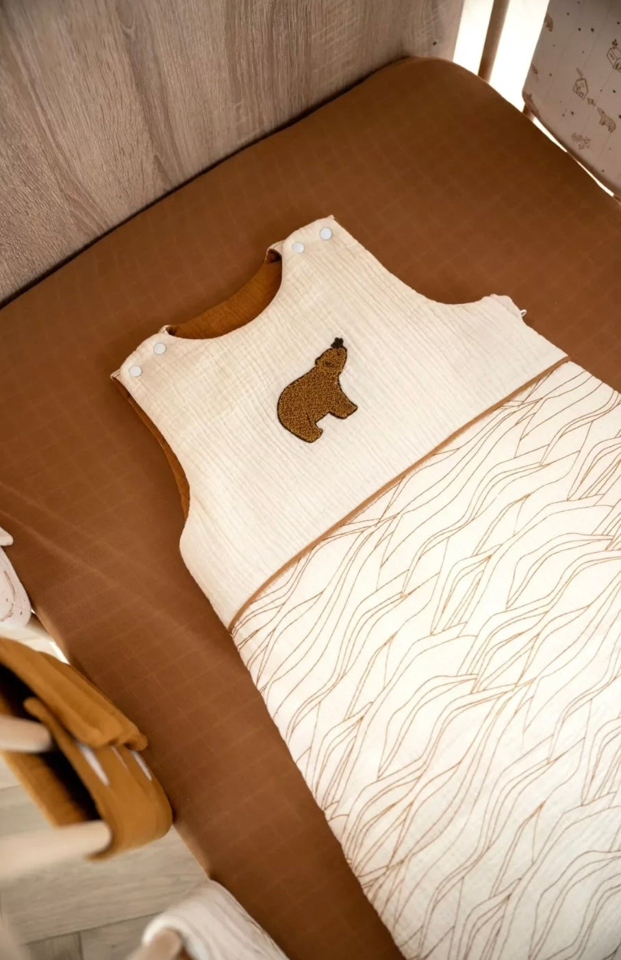 Gigoteuse bébé hiver patch ours en double gaze de coton (Taille 6-24 mois)- ORSINO BB Cigogne