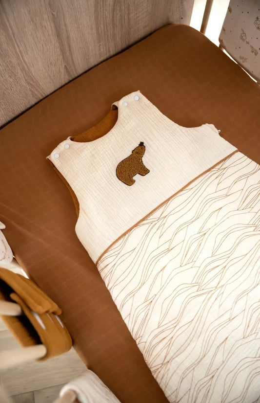 Gigoteuse bébé hiver patch ours en double gaze de coton (Taille 6-24 mois)- ORSINO BB Cigogne