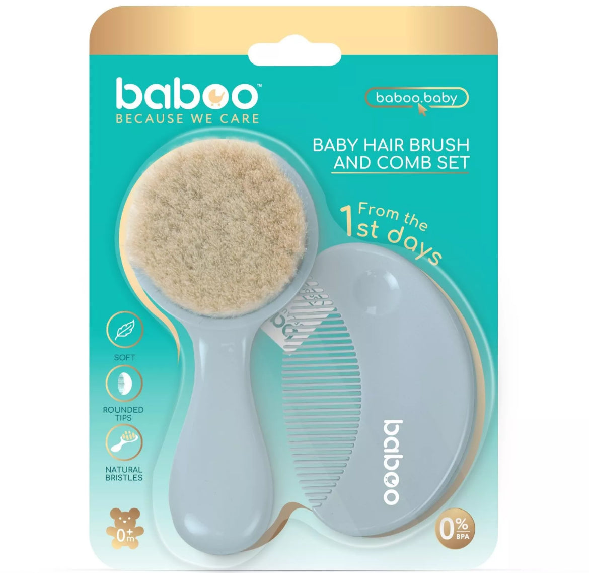 Kit brosse BABOO - BLEU BB Cigogne