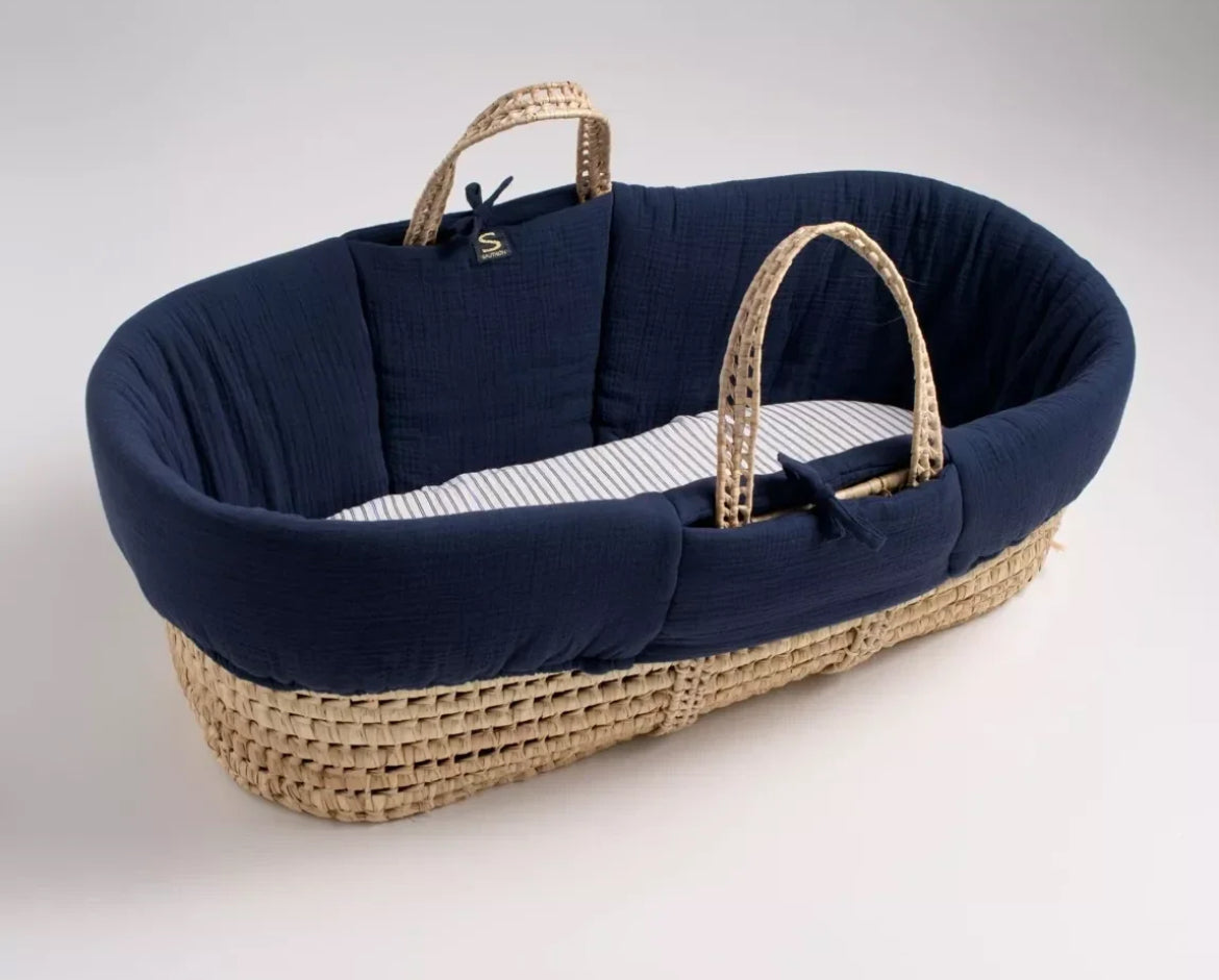 Couffin bébé en fibres naturelles avec habillage tissu - BABY SAILOR BB Cigogne