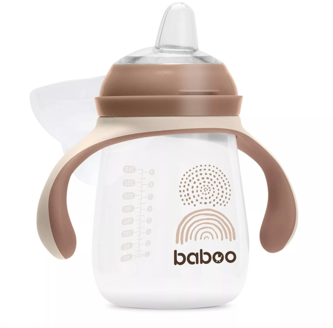 Tasse BABOO® avec bec verseur en silicone, 260 ml, Au Naturale, cacao, 6+ mois BB Cigogne