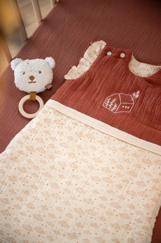 Gigoteuse bébé hiver à volants en double gaze de coton (Taille 0-6mois) - ORSINO BB Cigogne