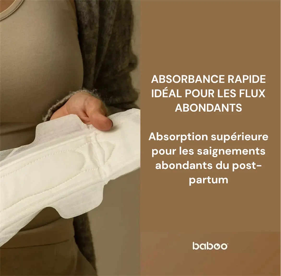 Serviettes hygiéniques de maternité jetables BABOO (Taille M, x10 pièces) BB Cigogne