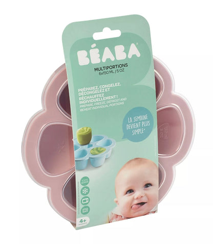 BEABA, Multiportions silicone 6 x 150 ml old pink BB Cigogne