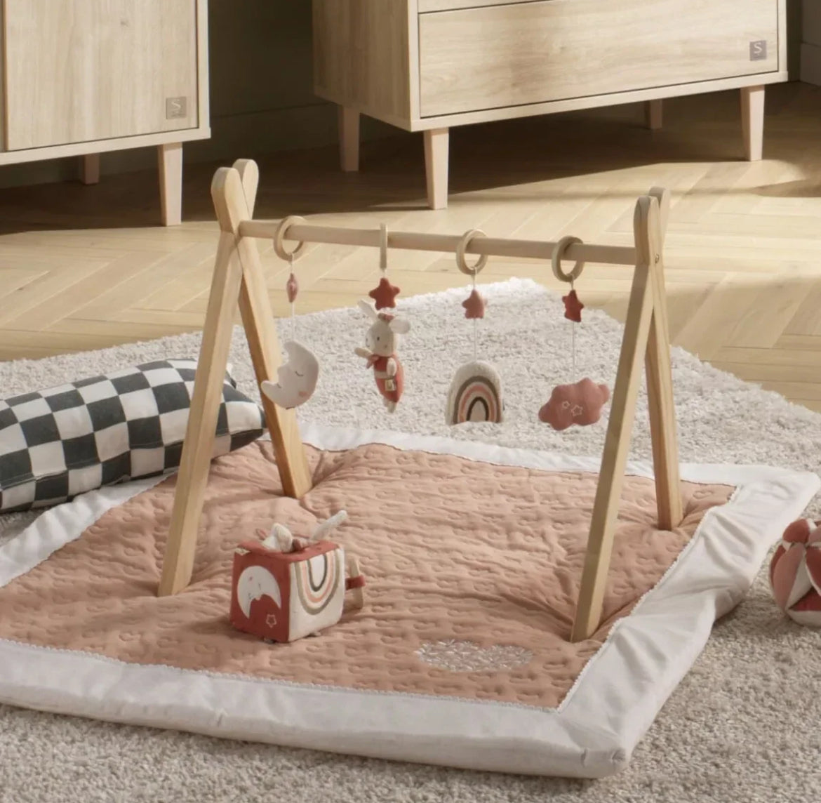 Grand tapis de jeu en coton matelassé - PETIT COEUR BB Cigogne