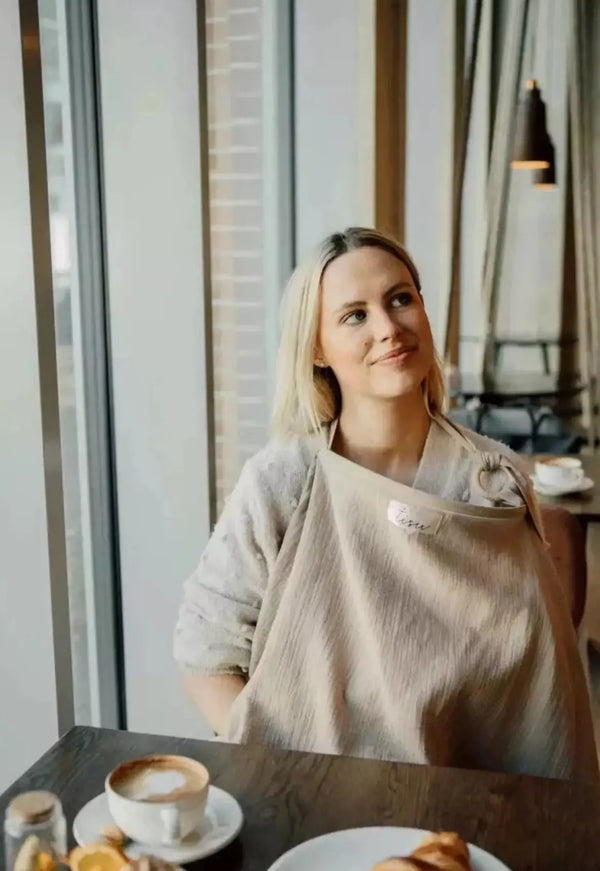 Couverture d’allaitement Tisu beige avoine coton mousseline