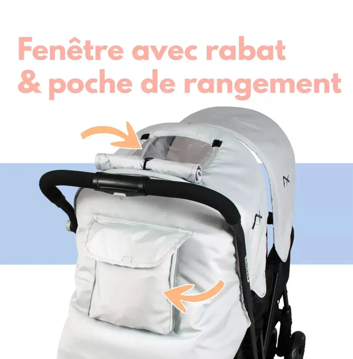 Poussette Double - Gris clair (Habillage Pluie Inclus) Looping