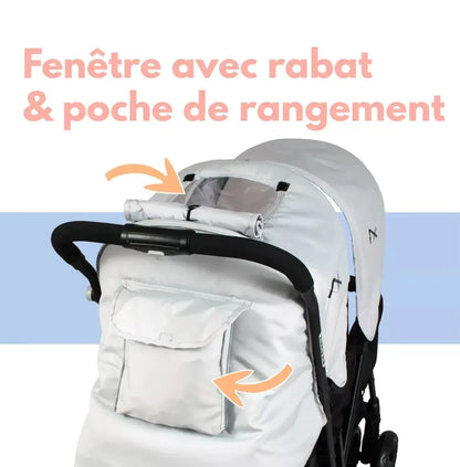 Poussette Double - Gris clair (Habillage Pluie Inclus) Looping