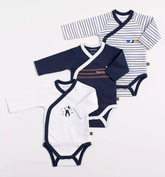 Bodies bébé croisés à manches courtes Lot de 3 (Taille 3 mois) - BABY SAILOR BB Cigogne