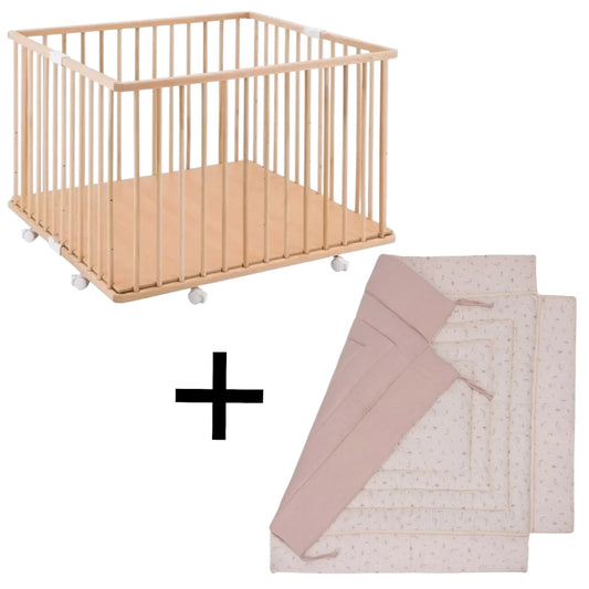 Parc carré Gaby + tapis rose COMBELLE