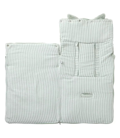 Nid d’ange fausse fourrure angora doublé gaze de coton - VERT DE GRIS BB Cigogne