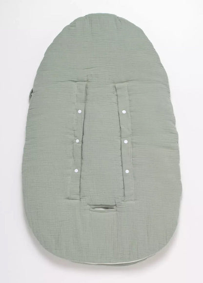 Nid d'ange bébé 5 attaches en double gaze de coton - UNI VERT SAUGE BB Cigogne