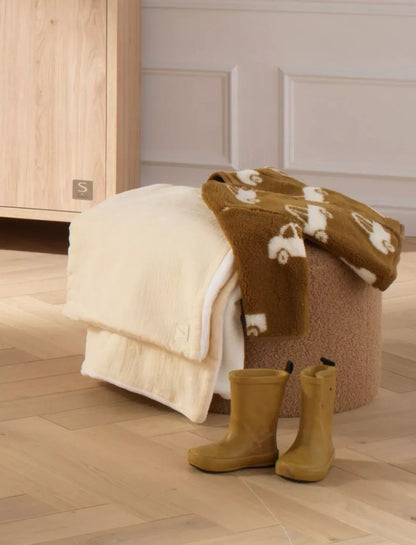 Couverture bébé en gaze de coton et polaire - VANILLA BB Cigogne